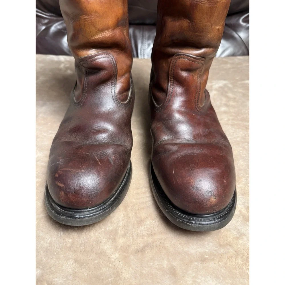 Vintage Red Wing SuperSole Steel Toe Lined Brown Leather Boots 9.5 D USA